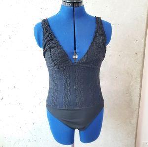 Zara black lace bodysuit size medium